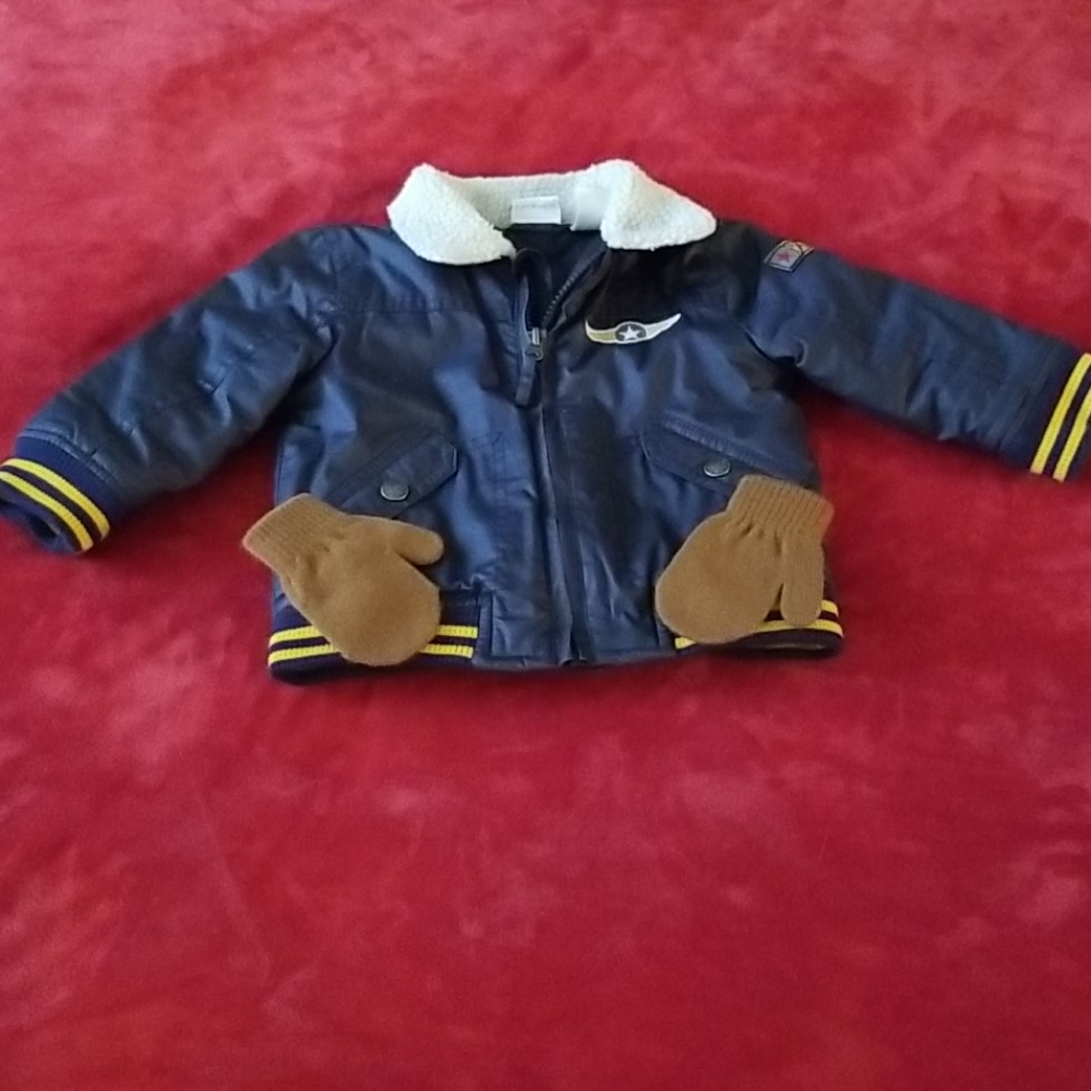 Baby Boy Bomber Jacket w/Mittens